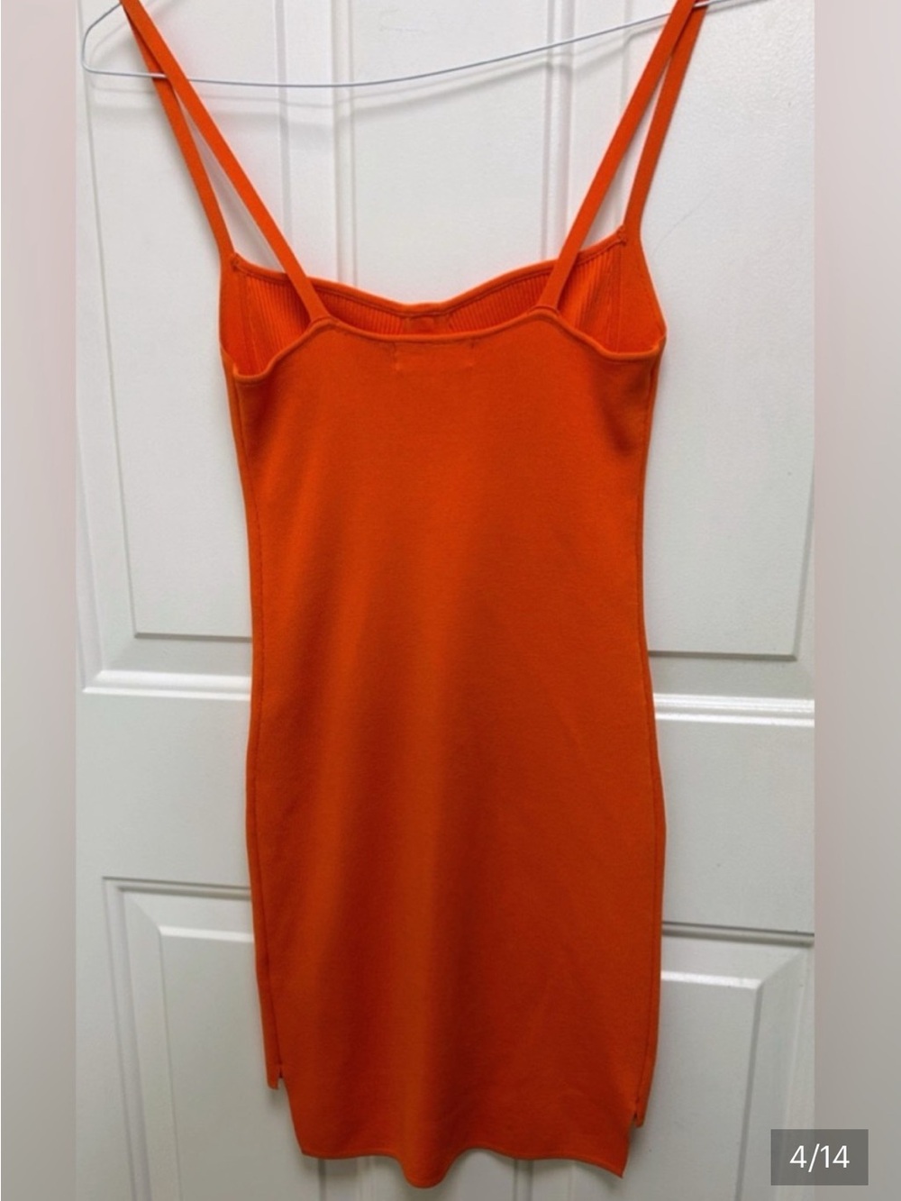 MABLE Orange Bodycon Mini Dress with Spaghetti Straps - Picture 4 of 8
